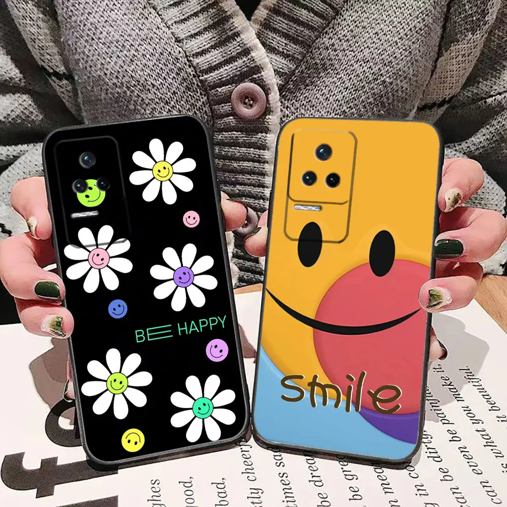 Happy Smiling Face Phone Case For Redmi K60 K40 Gaming K30 13C 12C 12 10 10C 9T 9C 9A 9 8 7 6 A1 A2 Pro Plus 5G Case Funda Shell