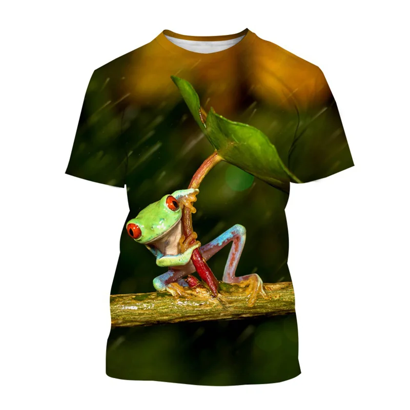 3D Printing Amphibia Tree Frog T-shirt Funny Animal Short-sleeved T Shirt Crew Neck Summer Oversized Tees Top Men Clothes