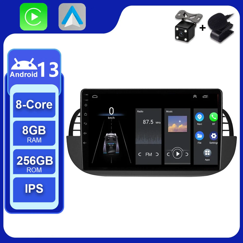 

Android 13 4+64G For Fiat 500 Car Radio Stereo GPS Navigation Mirror Connection Split Screen Multimedia Carplay Auto Player RDS