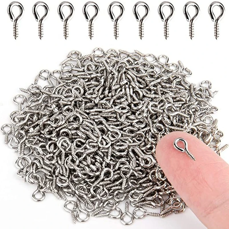 300pcs Mini Screw Eye Pins for Jewelry Making Pearl Beads Screw Threaded Hooks Eyelets Clasps Findings for Bracelet DIY Earrings