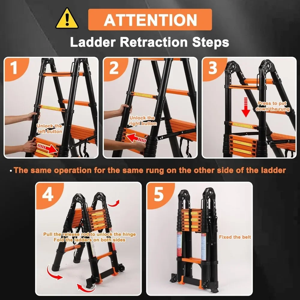 Wholesale Thickened Aluminum Telescopic Ladder Multifunction Retractable Folding Ladders Portable Extension Lifting Ladders