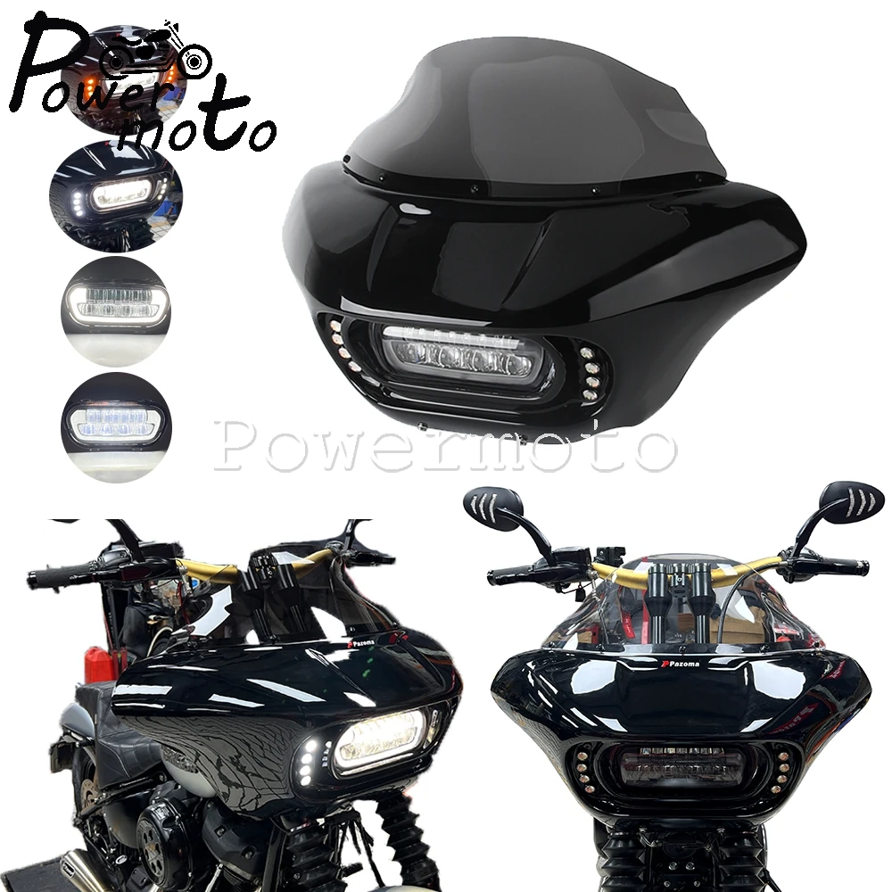 

Крышка обтекателя мотоцикла, АБС-пластик, лобовое стекло, светодиодный указатель поворота DRL для Harley Softail Standard FXBB FXBBS FXLR FXST 18-25