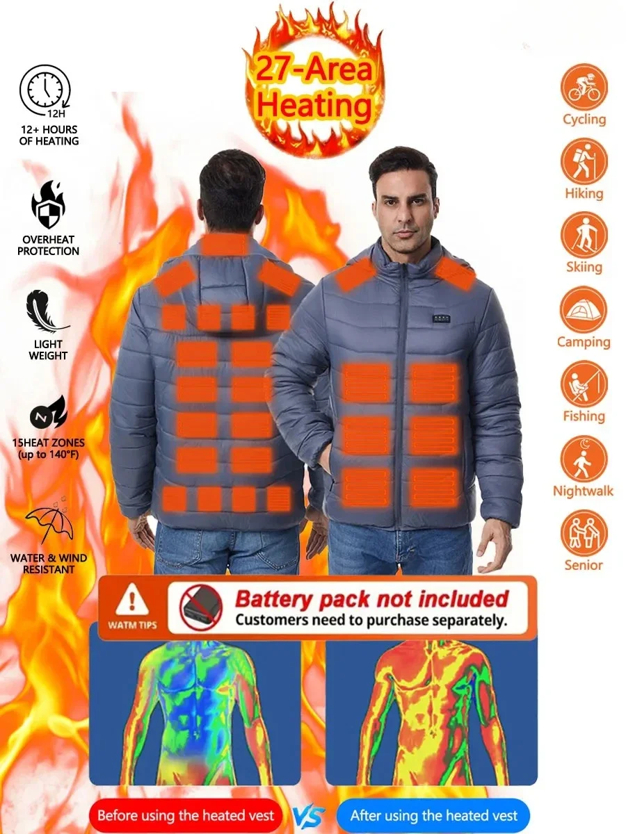 

(Энербанк не входит в комплект) Мужская теплая 4 зона управления 27 Куртка с подогревом Охотничье пальто с подогревом Женская уличная зимняя одежда с подогревом