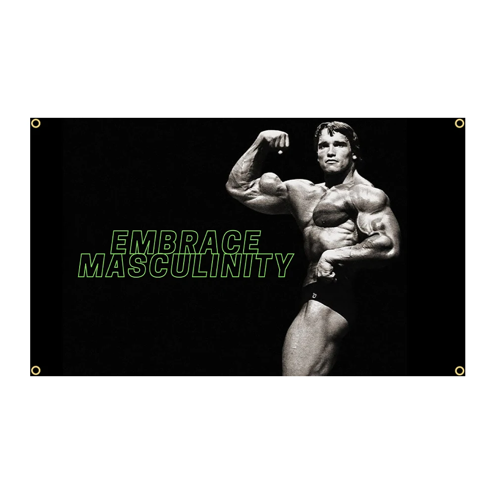 Arnold Schwarzenegger Conquer Gym Flag  3X5 feet Equipped With 4 Brass Grommets, Durable And Fade Resistant Interior Decoration