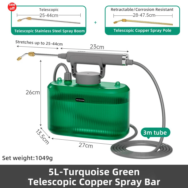 

5L electric agricultural high-pressure spray household new type sprinkler flower watering disinfection and charging spray