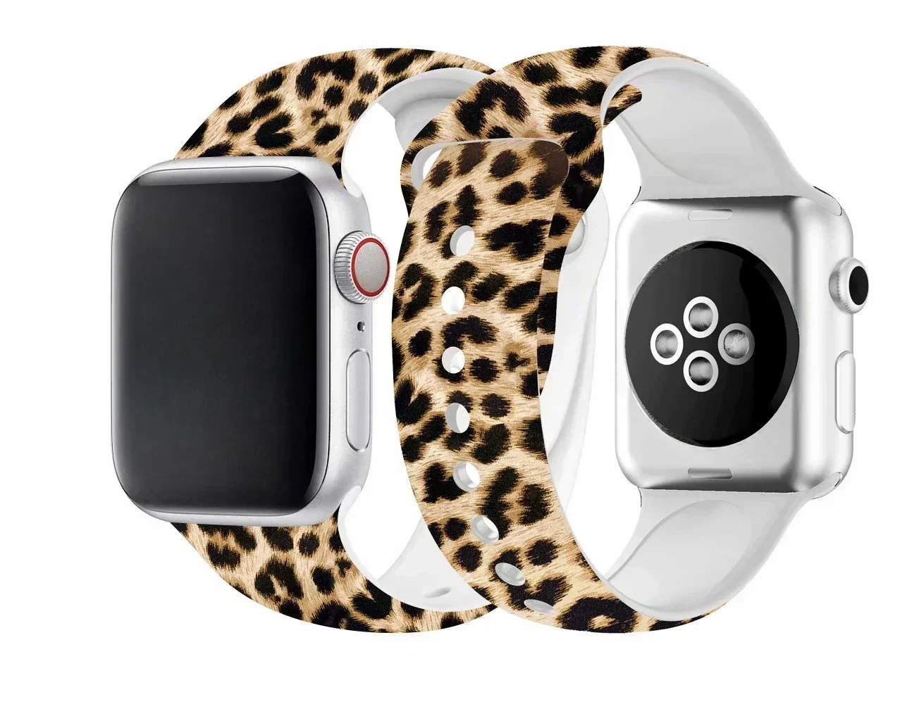 Silicone Leopard Printed Watchband for Apple Watch Ultra 2 49mm 38mm 40 42mm 44 Bracelet for IWatch Series 9 8 7 6 5 4 41mm 45mm