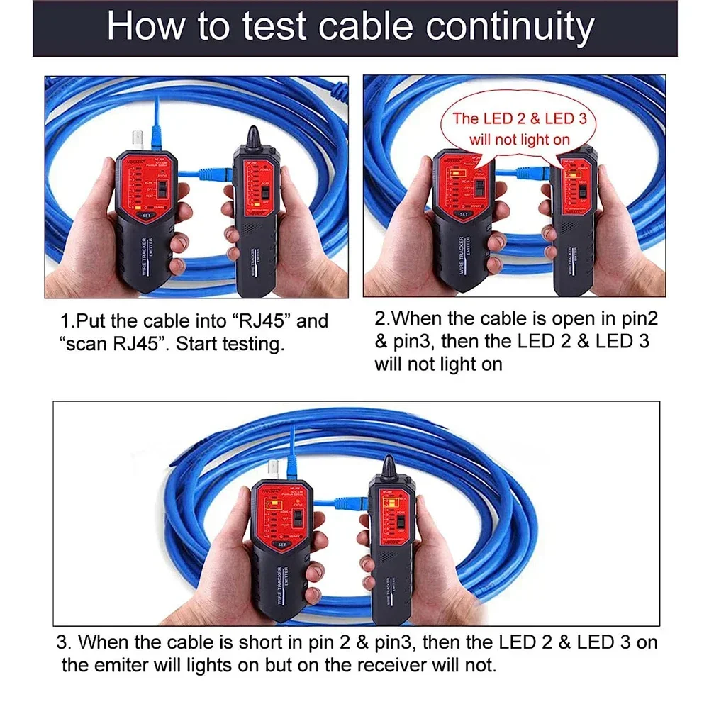 Imagem -04 - Network Cabo Tester com Localizar Falha Stp Utp Cabo Tracker Suporte Continuidade Test Wire Tracer Noyafa-nf268