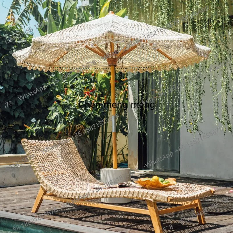

Outdoor paragus rope woven openwork decoration pool hotel outdoor sun umbrella