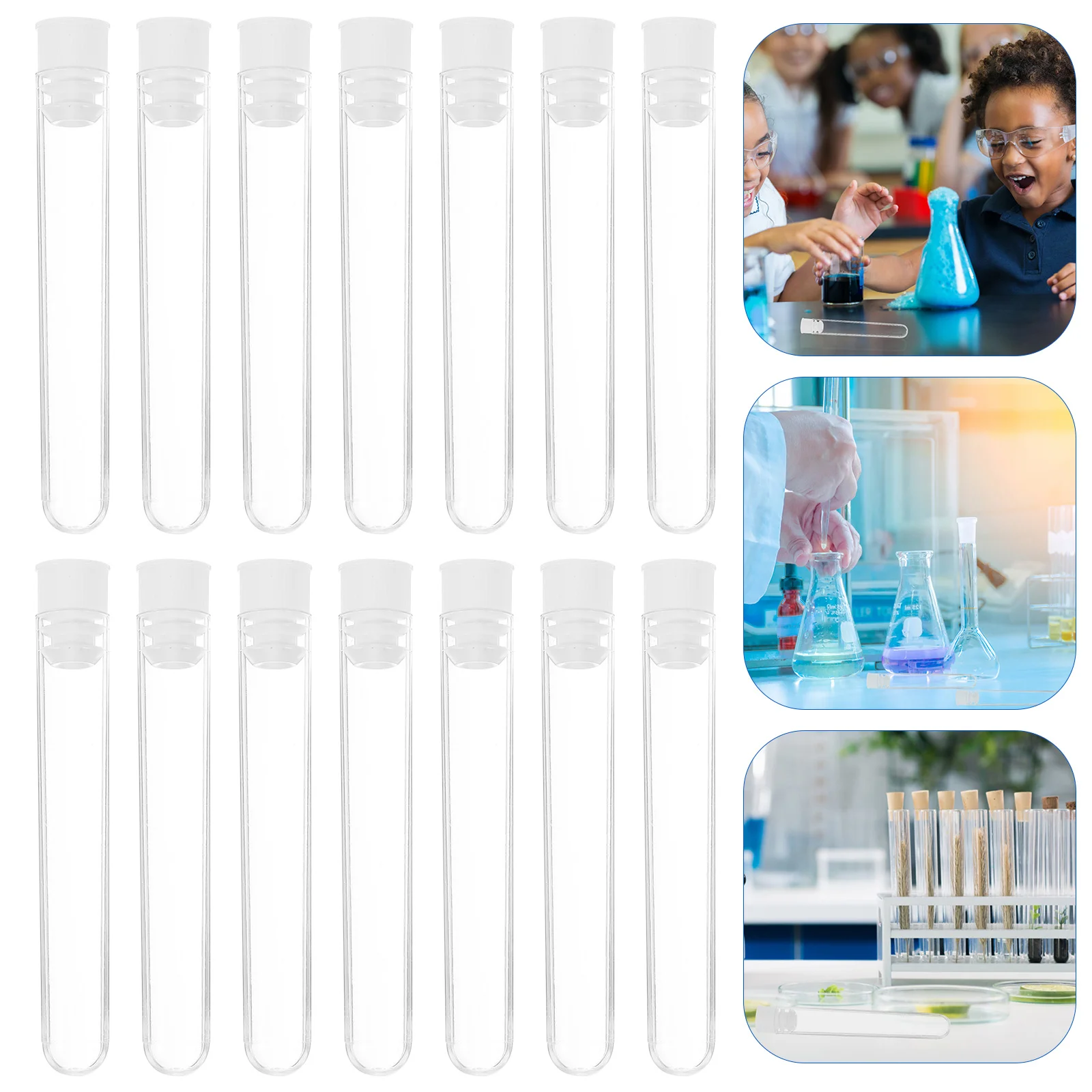 50 Pcs Test Tube Clear with Lid for Children Hat Kids Plastic Lids Small Tubes
