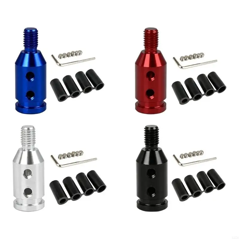 Aluminum Gear Shifter Knob Adapter with Threaded Top and Side Fastening Holes for Vehicle Gear Lever Modification Projects X37F