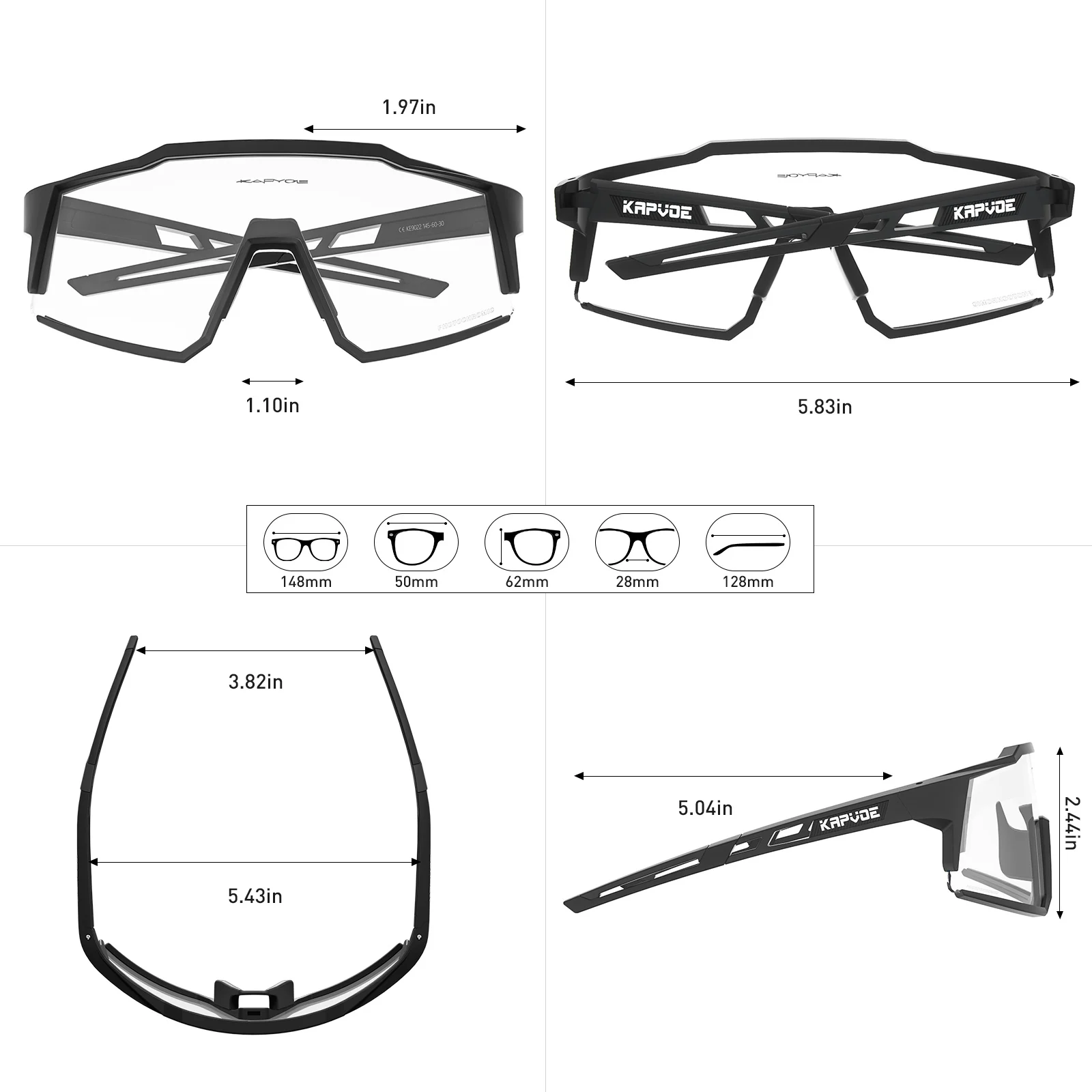 Kapvoe Photochromic Cycling Glasses UV400 MTB Clear Mountain Bike Transition Bicycle Sunglasses for Men Women Sports Eyewear