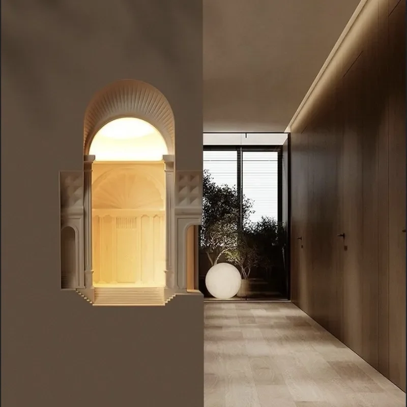 Modern Embedded Corner Wall Lamp Sensor Ambient Light Plaster Palace Style Bedroom Bedside Reading Night Light Decorative