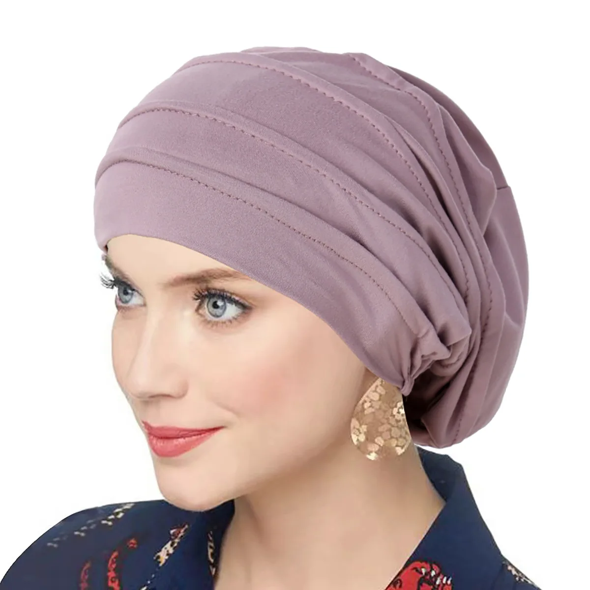 Ramadan Muslim Fashion Crinkle Turban Cap Women Hijab Islamic Chemo Cap Head Scarf Ladies Head Wrap Cover Hijab Scarf