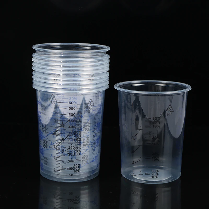 10 pz Tazza di Miscelazione di Vernice di Plastica 600 ml Vaso di Miscelazione Tazza di Calibrazione di Miscelazione di Vernice per Miscelazione Precisa di Vernice E Liquido di Alta Qualità
