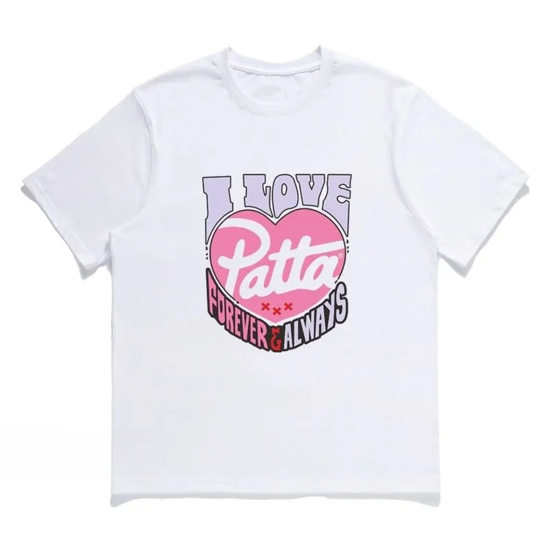 Vintage Graphics Letter Print Patta T-Shirts High Street Fashion Men Women Couple Oversized Round Neck Short Sleeve T Shirt