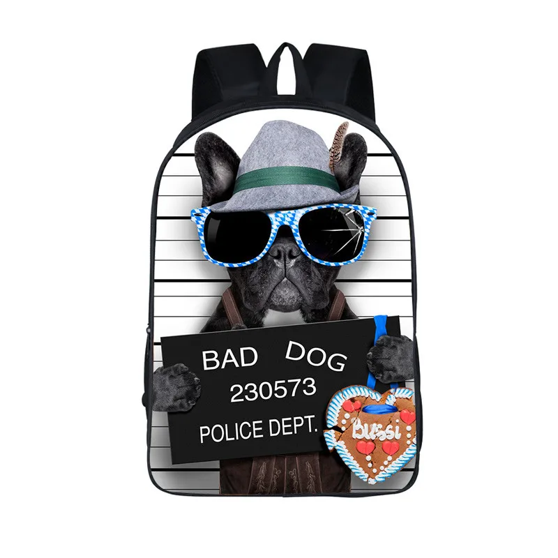 

Funny Bad Dog Backpack Bulldog Pug Men Women Rucksack Children School Bags for Teenager Girls Boys School Backpacks Bookbag Gift