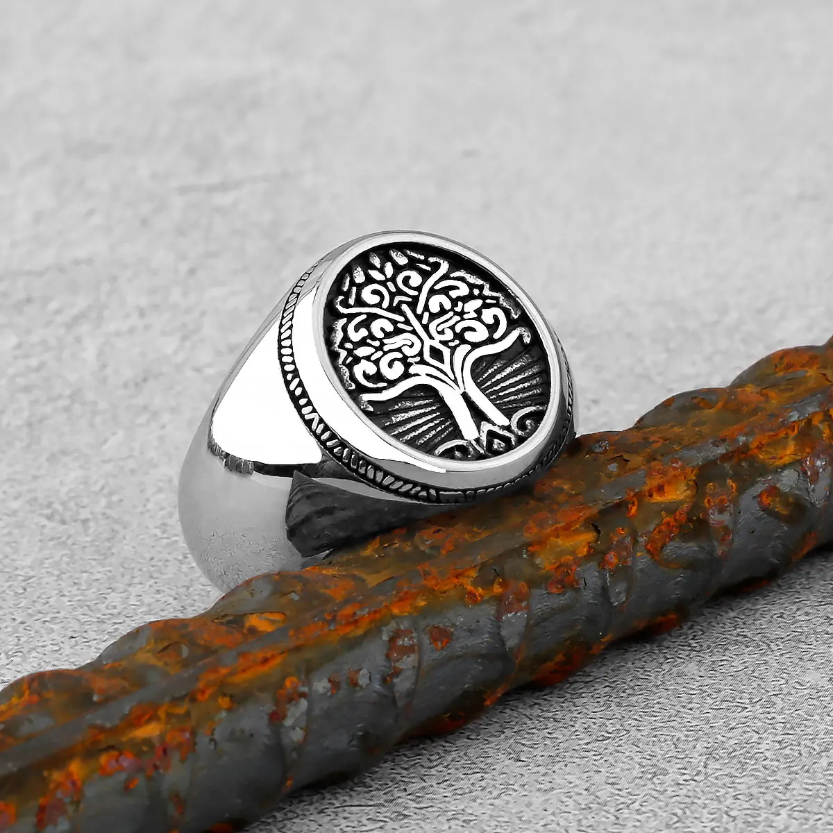 

Viking Stainless Steel Tree of Life Signet Creative Ring Classic Men's Nordic Amulet Jewelry Ring Fashion Teen Punk Gift