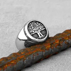 Viking Stainless Steel Tree of Life Signet Creative Ring Classic Men's Nordic Amulet Jewelry Ring Fashion Teen Punk Gift