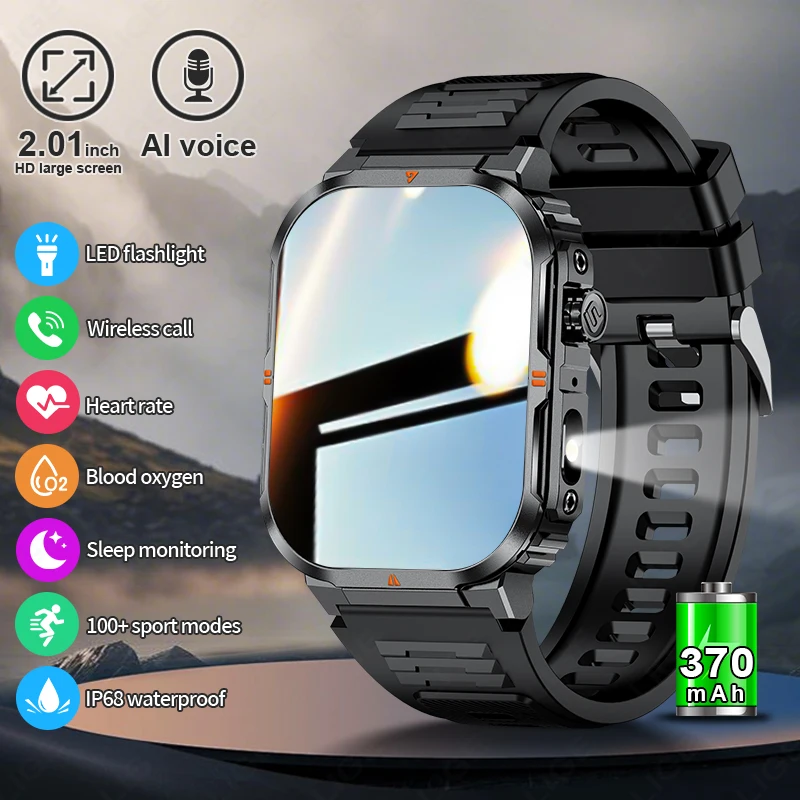 

LIGE New Smart Watch Men 2.01'' Large HD Screen Bluetooth Call Watches Flashlight Waterproof Sports Smartwatch For Android IOS