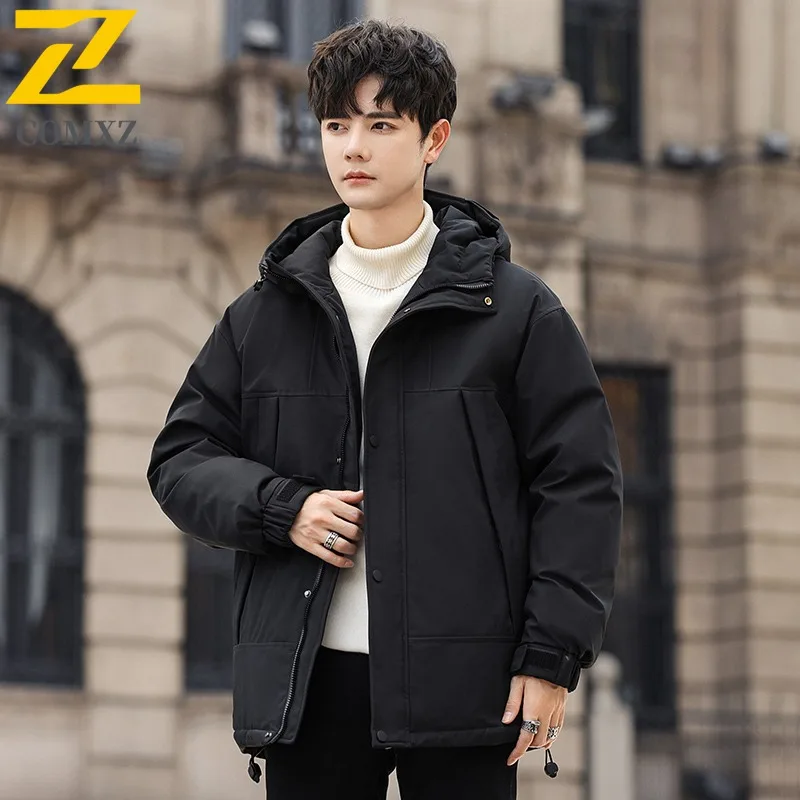 COMXZ 2025 Heren Dames Fleece gevoerde verdikte opstaande kraag Winterjas Waterdicht Winddicht Buitensporten Omkeerbare jas