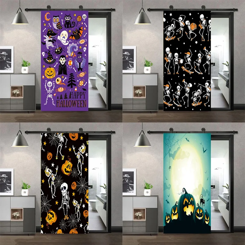 

Door Stickers Adhesive Halloween Decorations Posters Wallpaper for Living Room DIY Full Door Mural Cover Art Poster Home