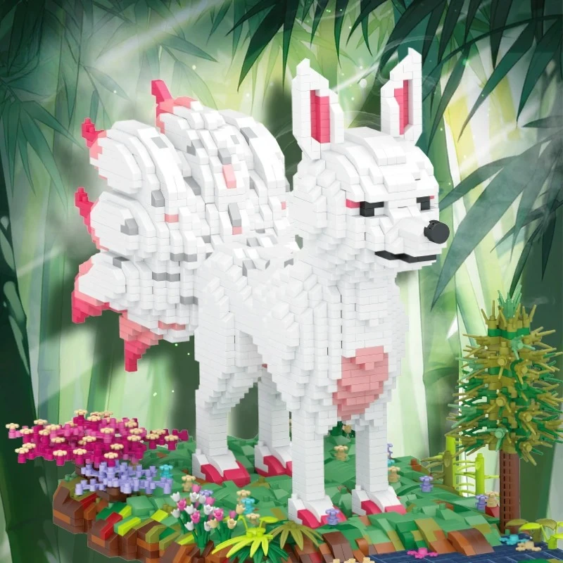

4160PCS Creative MOC Chinese Mythology Nine-Tail Fox Building Blocks Animal Diamond Assemble Bricks Set Gift Birthday Gift