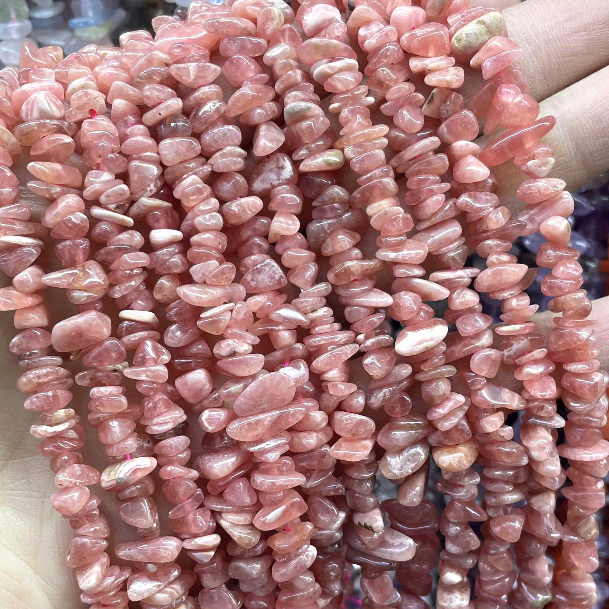 5-8MM Irregular Natural Argentina Rhodonite Freeform Gravel Stone Chips Spacer Beads For Jewelry Making DIY Bracelet Accessories