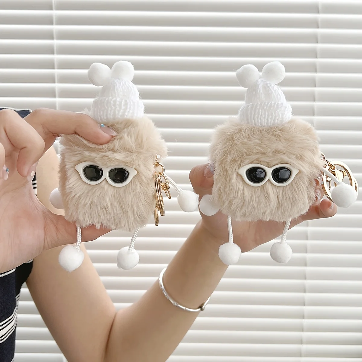 

Korea Cute Sunglasses Little Monster Plush Earphone Case For Airpods Pro 2 Soft Fur Bluetooth Headset Cover For Airpods 3 1 2