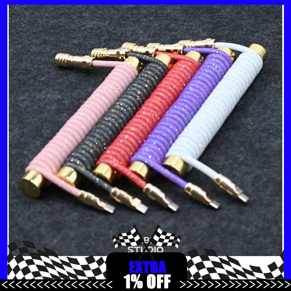 Tumbler Studio Zodiac Theme Crystal Decor Custom Mechanical Keyboard Aviator Cable Coiled Gaming Cord for Magnetic Switch