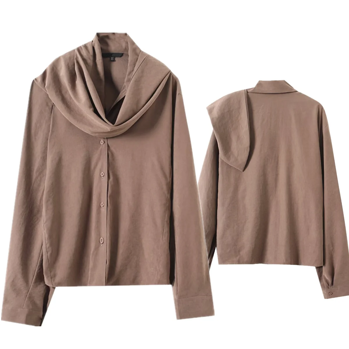 

Maxdutti Nordic Minimalist Brick Red Scarf Collar Shirt For Women Fashion Ladies Autumn Long Sleeve Blouse Women Top
