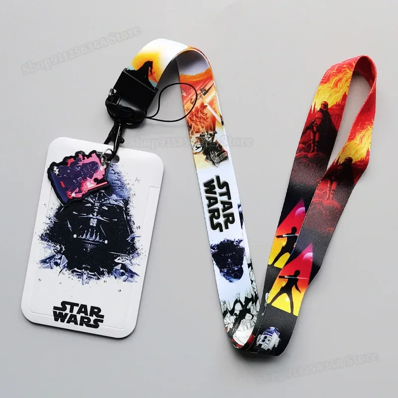 Star Wars ID Card Holders with Long Mobile Phone Lanyard Baby Yoda Mandalorian Cool Work CardHolder ID Badge Cover Name Tag Case