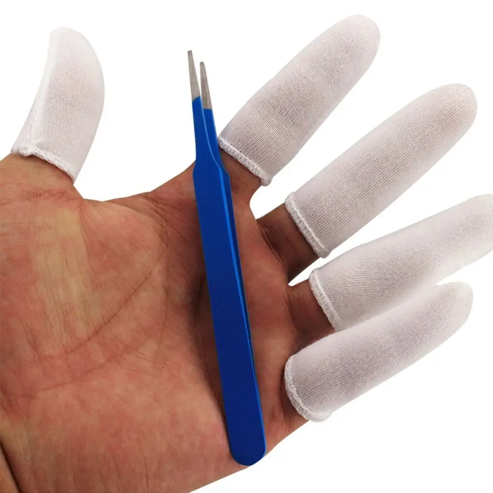 100PCS White Cotton Finger Cots Disposable Sweat Absorption Fingers Protective Gloves Thickening Extension Finger Covers Work