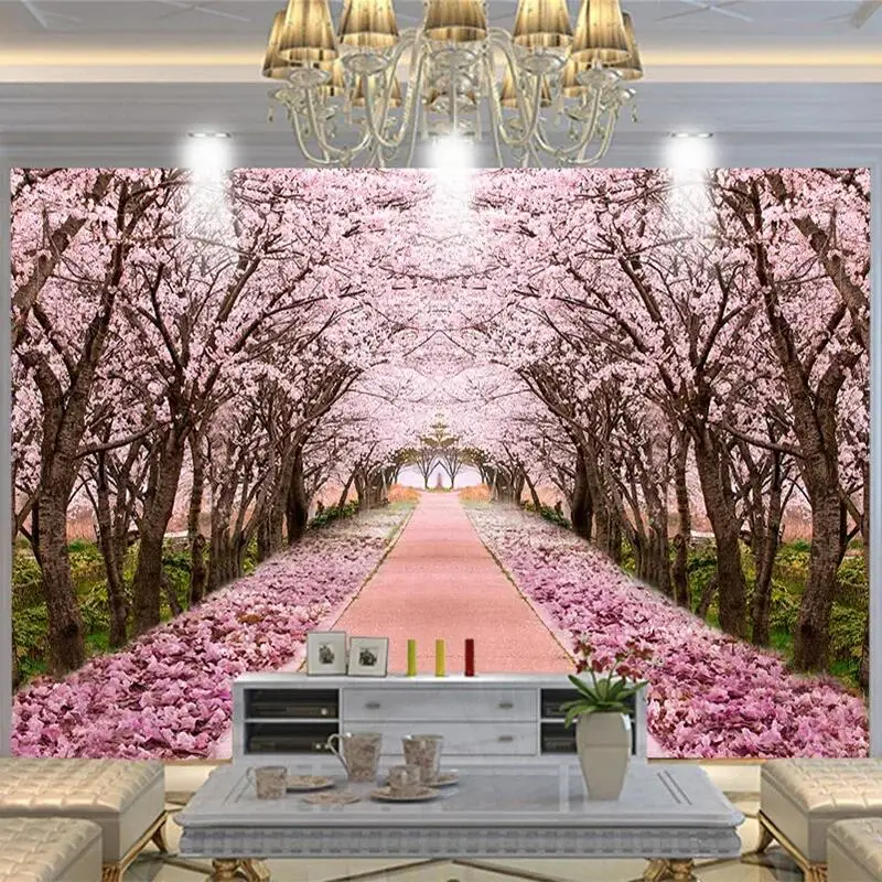 Custom Photo Wallpaper 3D Romantic Cherry Blossom Tree Mural Living Room TV Sofa Background Wall Painting Fresco Papel De Parede