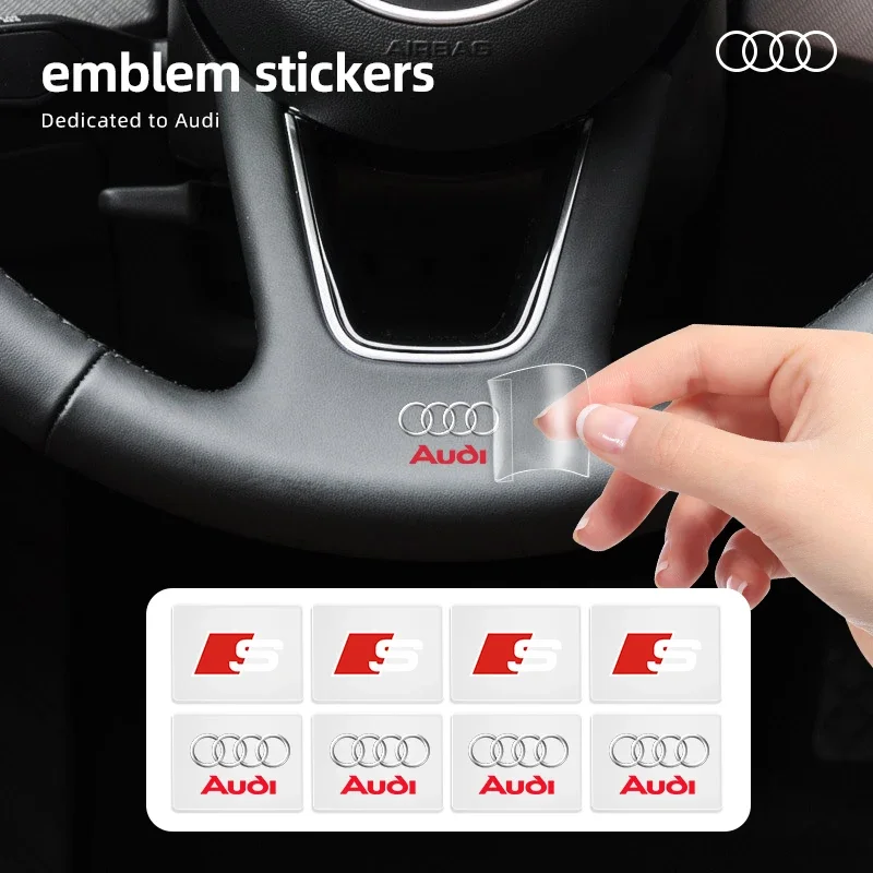 Adesivos 3D para Volante de Carro, Emblemas e Decorações para Audi A8 A5 A6 C5 C6 C7 A7 A3 A4 B5 B6 B7 B8 B9 D3 Q3 Q5 Q7 TT
