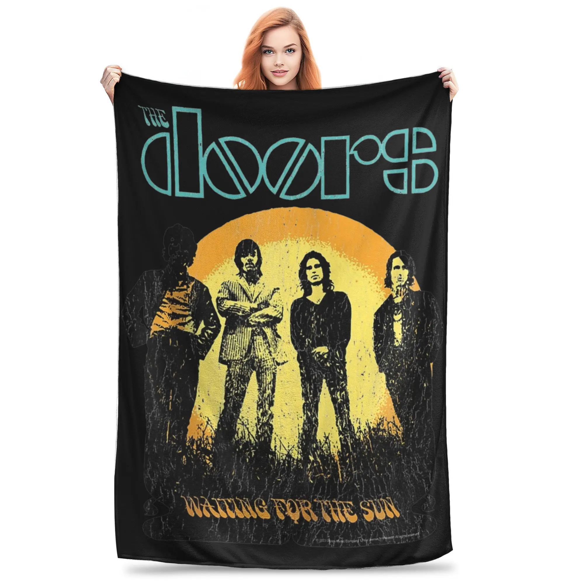 

The Doors Rock Band Throw Blanket for Couch Waiting For The Sun Soft Fuzzy Plush Blanket 50x60 Inch Multiple Sizes Bedspread