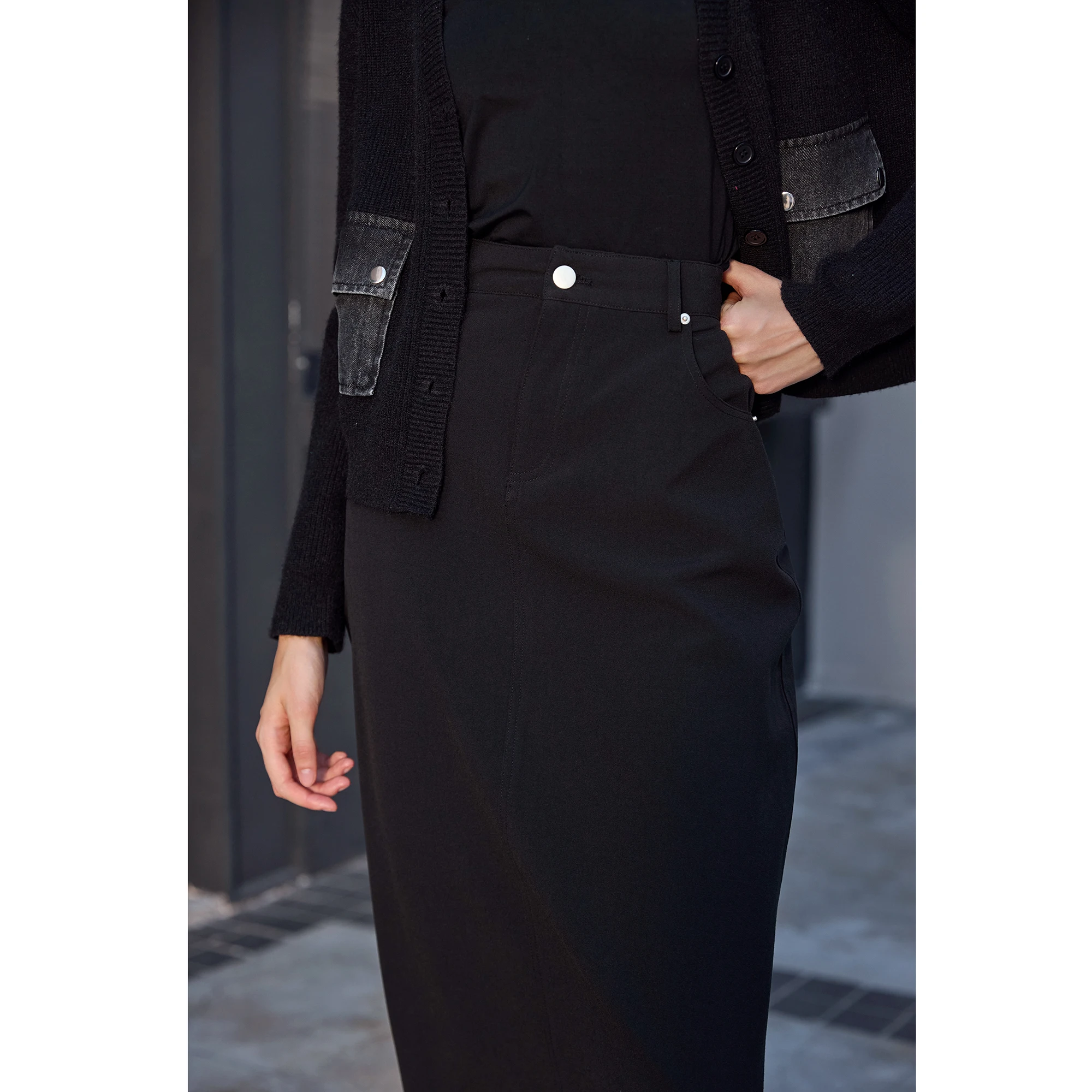 AP Dames 2026 Herfst en Winter Denim V-hals Jurk Breivest Mock Neck Modaal Shirt