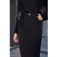 AP Women 2026 Autumn and Winter Denim V-neck Dress Knitting Cardigan Mock Neck Modal Shirt - Image 4
