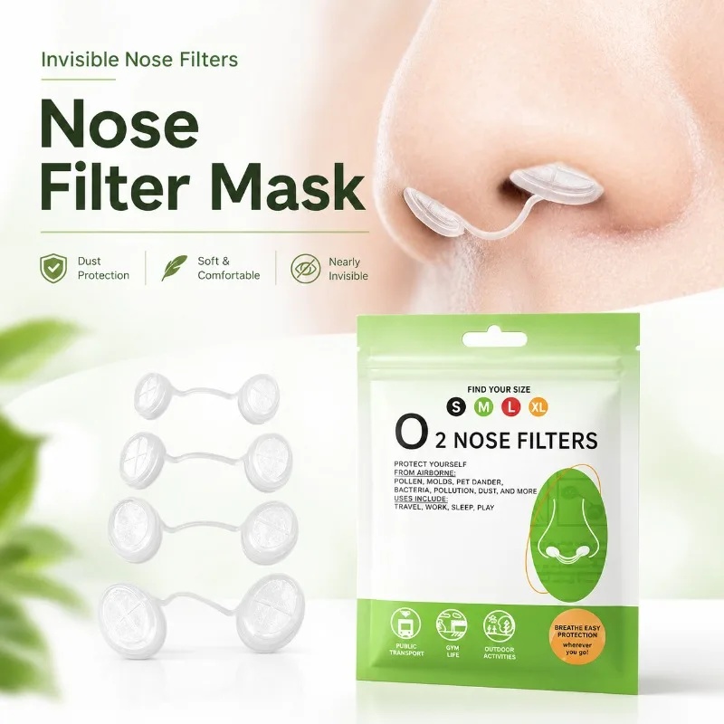 Filtres nasaux invisibles pour soulager les allergies, bouchons nasaux respirants, multi-tailles, jetables, protection contre la poussière, la smog et le pollen, pour hommes et femmes, utilisation en extérieur