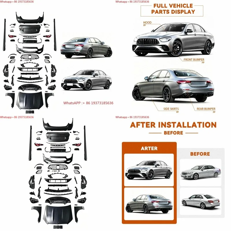 For Exterior Body Kit W212 Body Kit for Benz  E-Class 2009-2016 W212 Old New W213 E63 Car Bumper Conversion Auto Parts Body Kit
