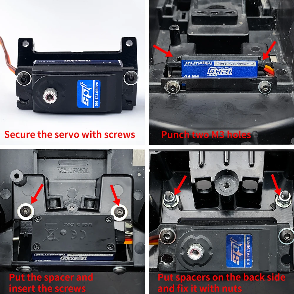 TRINOOD Aluminum Alloy Servo Mount for 1/12 Tamiya Lunch Box 57409 RC Model Truck Parts