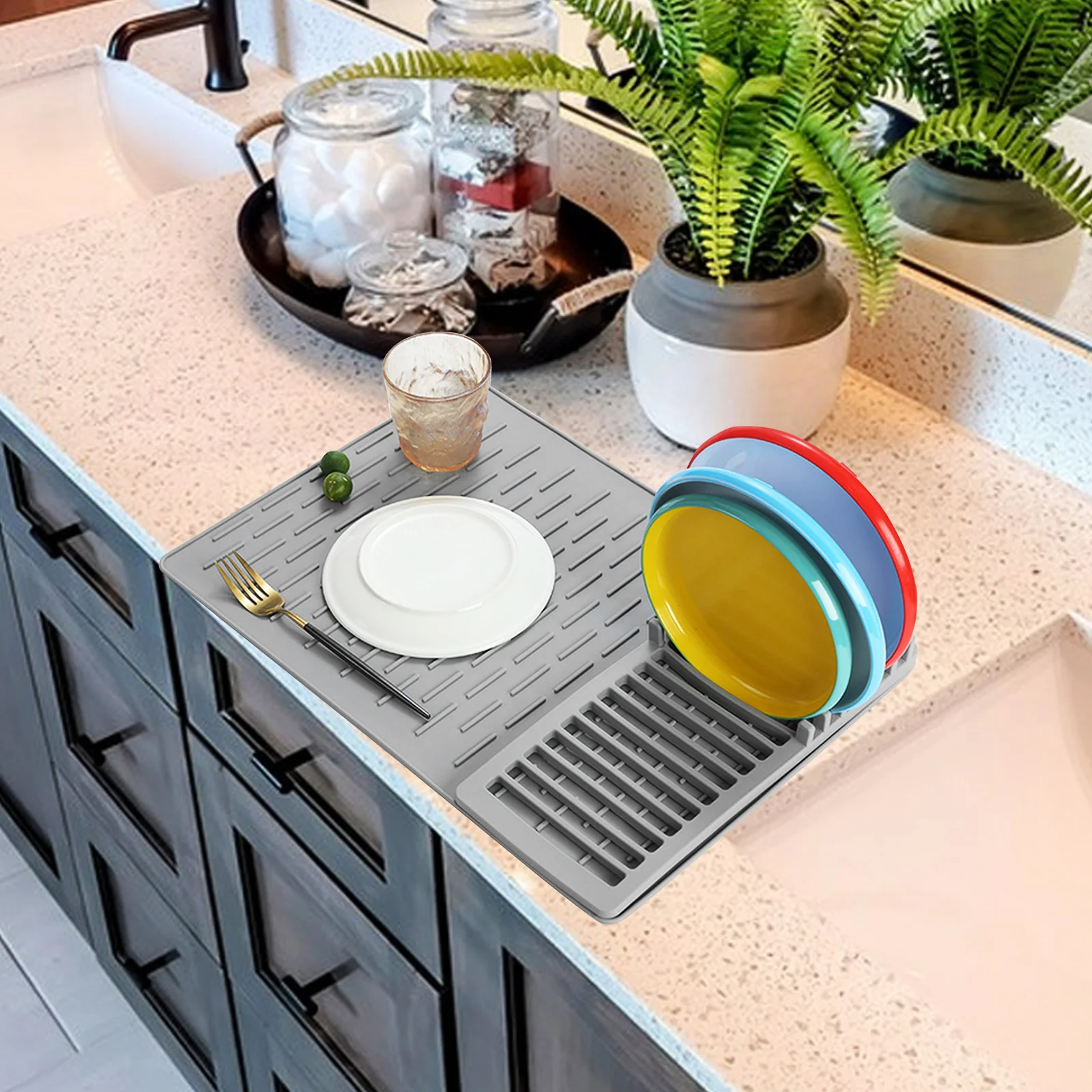 

Silicone Dish Drying Mat Non-Slip Large Drain Pad For Sink Heat Resistant Drying Mat Kitchen Accessories Drain Boards For