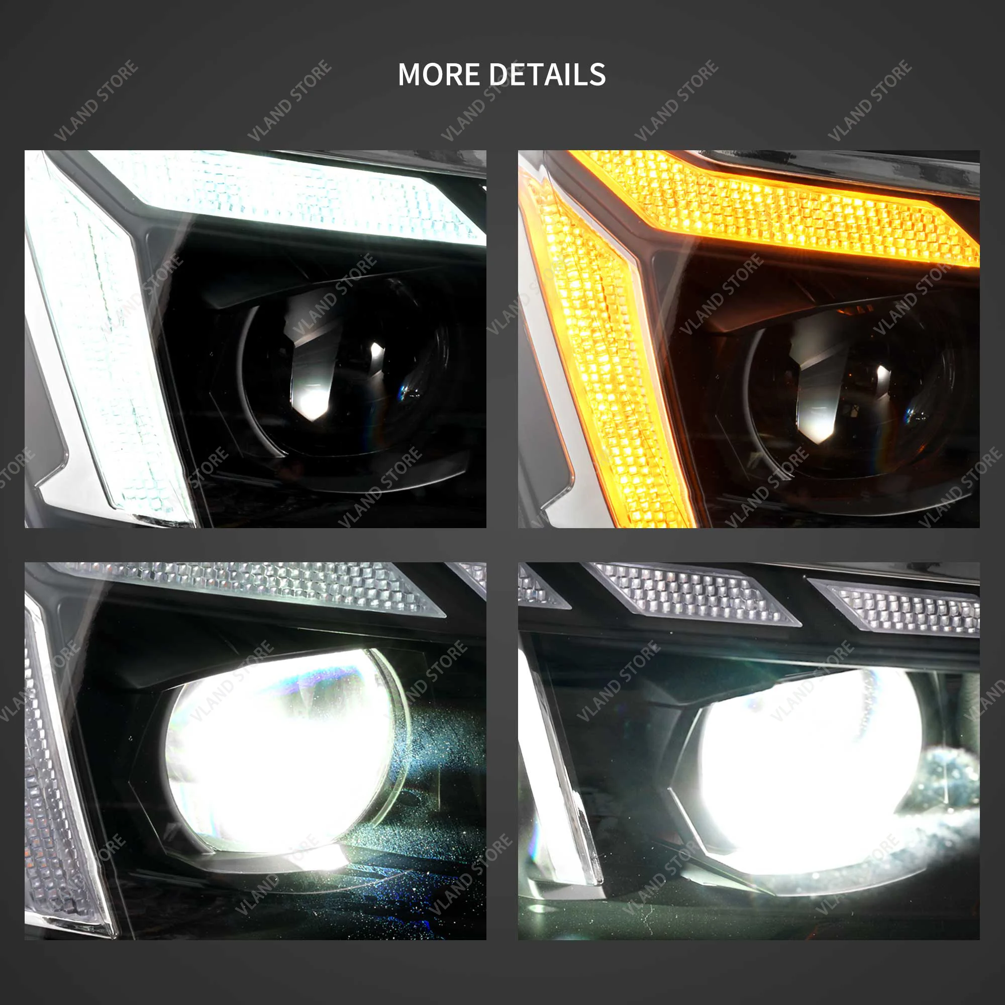 VLAND 2011-2018 VW Jetta MK6 LED Projector Headlights Front Lamps Assembly Set of 2
