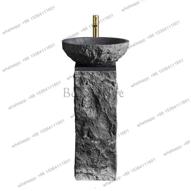 

Balcony stone column basin retro outdoor courtyard stone integrated sink