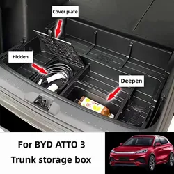 For BYD ATTO 3 YUAN Plus 2022 2023 Car Trunk Storage Box Modified Special Expansion Storage Space Division Box