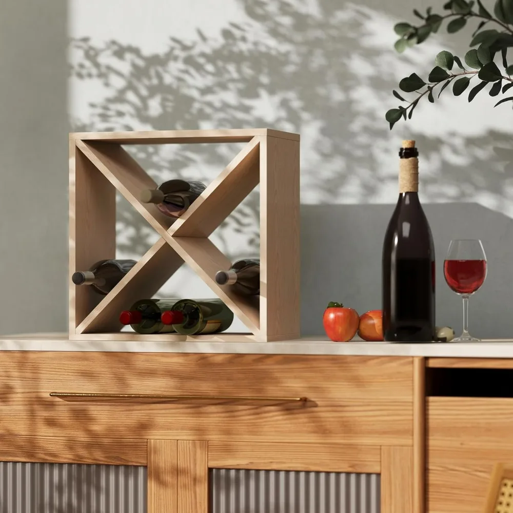 Szafka na wino, 6 szt. modułowych półek na 24 butelki, drewniany wolnostojący organizer na wino do kuchni, baru, jadalni.