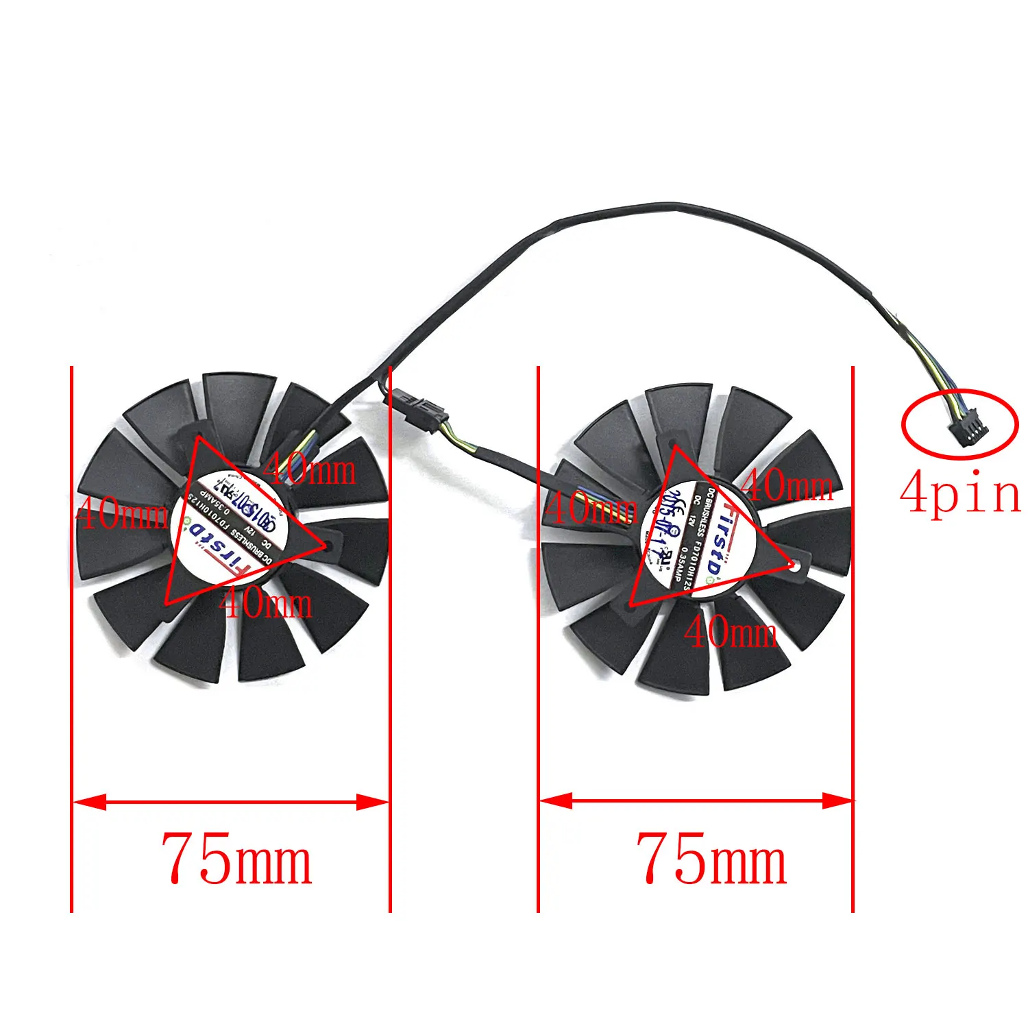 75MM 4PIN T128010SH FD7010H12S ROG-STRIX-RX560 460 GAMING GPU Fan For ASUS ROG-STRIX-RX560 RX460 GAMING Graphics card cooling