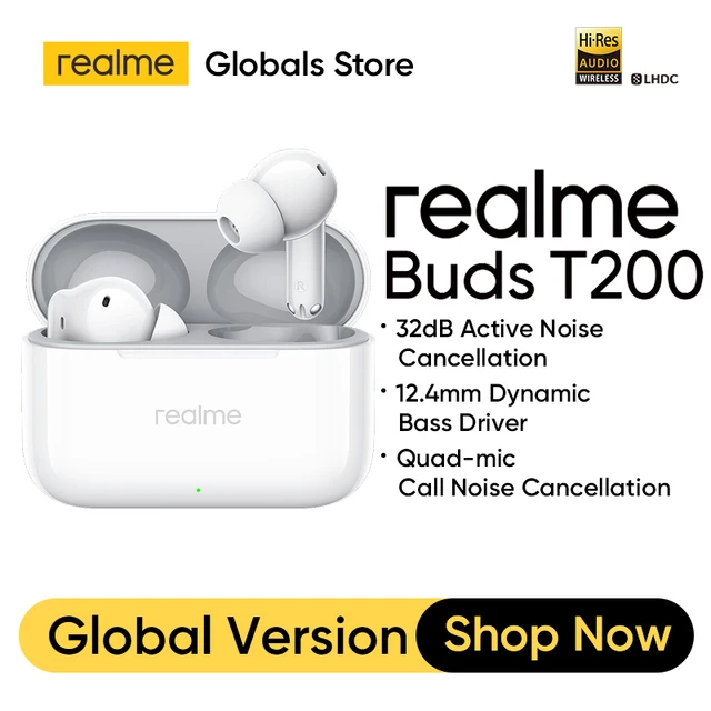 realme Buds T200 TWS Earphone 12.4mm Dynamic Bass Driver 32dB