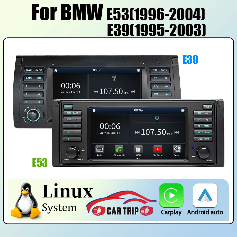 

7"Linux Car Radio Touch Screen Multimedia Player For BMW E53 E39 X5 E38 M5 1995-2003 GPS Navigatio Android Auto Wireless Carplay