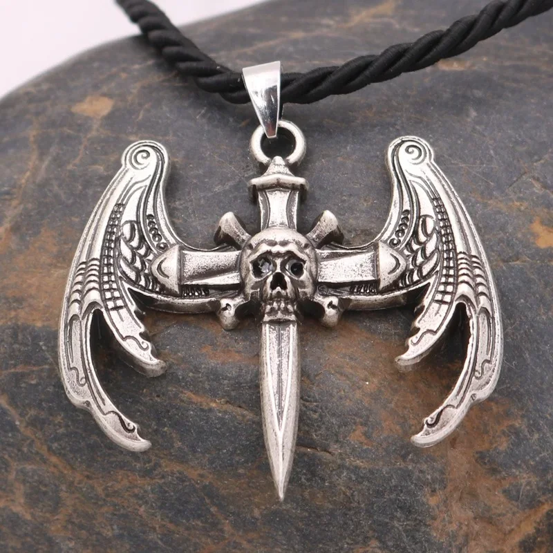 Portable Viking Legend Odin Metal Necklace Skull Pendant European and American Popular Accessories Outdoor Self defense Chain