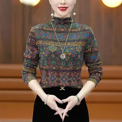 Thickened German Velvet Semi High Neck Long Sleeved Base Shirt for Women's New Style Temperament Slim Fit and Stylish Inner Top